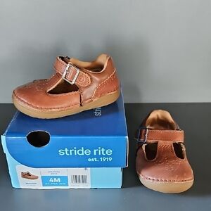 Stride Rite Brown Dress Shoes with T-Strap and Buckle